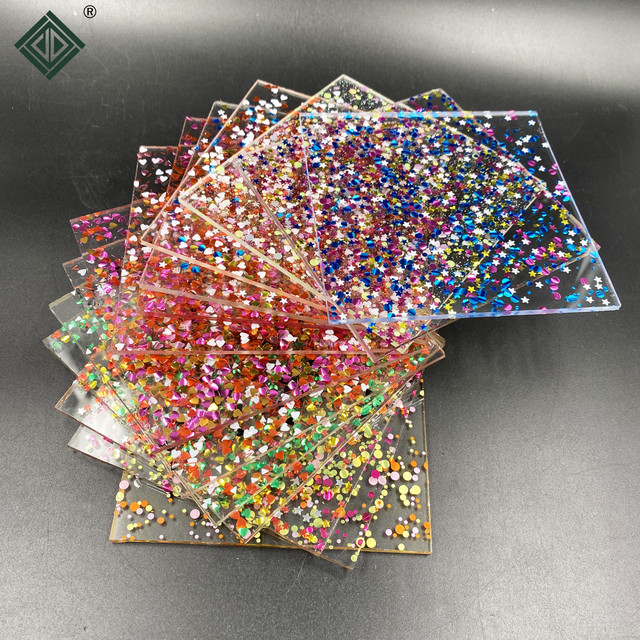 3MM Thickness 2PCS Double-sided Irregular Glitter Crystal Sequins Acrylic  Sheet/Plexiglass/PMMA For DIY Crafts/